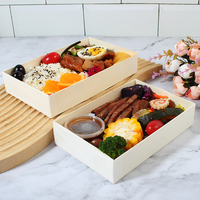Boîtes alimentaires en bois, boîte à lunch pour sushis, boîte à sushis jetable pliable