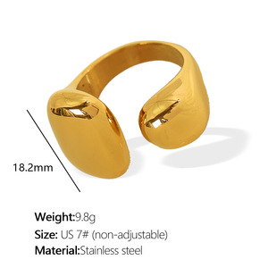 niche personality titanium steel irregular cast open <b>ring</b> raw metal texture <b>adjustable</b> stainless steel finger jewelry - Product Image 5