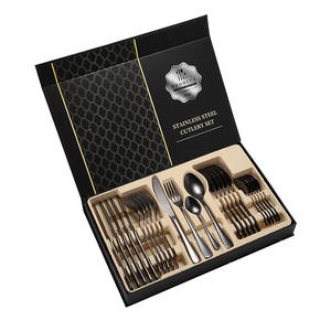 Couteau Cuillère Fourchette Ensemble <span class=keywords><strong>Couverts</strong></span> <span class=keywords><strong>Noirs</strong></span> 24pcs Ensembles de <span class=keywords><strong>Couverts</strong></span> en Acier Inoxydable Ensemble de <span class=keywords><strong>Couverts</strong></span> en Or - Product Image 5