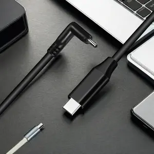 1M 90 grados en forma de L PVC plástico USB tipo C a tipo C Cable de carga rápida con conector USB 3,0 Cable de datos de codo