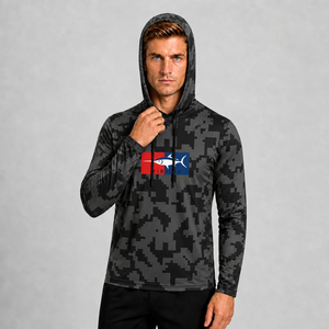 Men's <b>Long</b> <b>Sleeve</b> Camouflage Hooded Fishing <b>Shirt</b> UPF 50 Quick Dry Pullover Top - Product Image 1