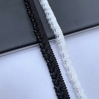 Prix de gros Blanc Perlé Dentelle Garniture Tresse Sangle Embellissement LT2470B