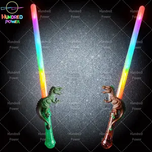 Hundred Power Glow Stick Dinosaur Sword Toys Flashing Led Light Up Saber Wand with Disco Ball Party Supplies Toys