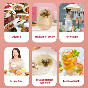 Sachet de thé triangulaire chaud ou glacé de fruits secs à la pêche de qualité supérieure Goût sucré Mélange biologique sain Thé à la saveur Oolong à la pêche - Product Image 6