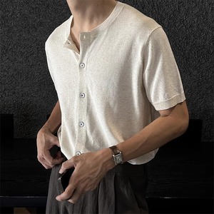 T-shirt estiva da uomo in poliestere sottile a maniche corte, di alta gamma, stile casual e rilassato, in maglia, stile Hong Kong e giapponese - 35 Years C - Product Image 1