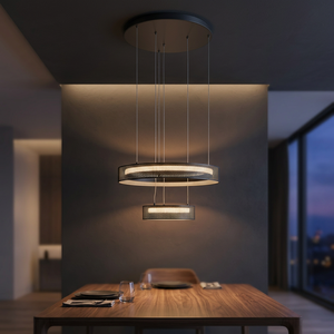 Lámpara Colgante LED Moderna, Anillo de Metal Negro Redondo, CCT 2200K - 3000K - 4000K, 28W, para Techo de Sala de Estar - Product Image 3