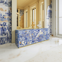 Portugal nouveau designer peint à la main bleu et blanc porcelaine salle à manger buffet villa de luxe salon meuble de rangement