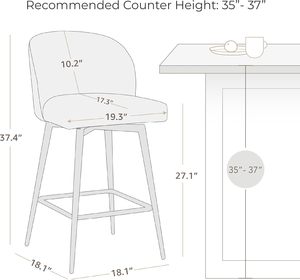 Tabourets de <span class=keywords><strong>bar</strong></span> à hauteur de comptoir Dossier rembourré pivotant à 360 ° Jambes en métal Hauteur de siège 26 \ "H Selle en similicuir - Product Image 2