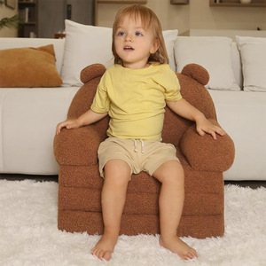 Children's Plush Bear <b>Sofa</b> Chair With Handrails For 2 To 4 Years Old <b>Kids</b> Soft Fabric High Elasticity Foam Filling - Product Image 3