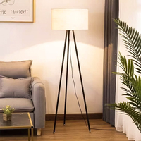 Lampadaire de luxe européen en fer forgé avec abat-jour en tissu, trépied moderne, base E27, hauteur réglable, intensité variable, pour hôtel et maison