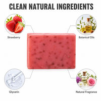 Savon hydratant à la fraise, savon solide fait main, savon de toilette rose, parfum frais, OEM ODM, étiquette privée pour usage quotidien
