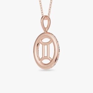 Pendentif en argent 925 avec moissanite et cercle de strass en cristal, style classique, bijou unisexe, cadeau, signe du zodiaque Gémeaux - Product Image 2