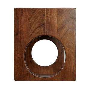 Orbit Cutout Solid Wood <b>Bookshelf</b> with Three Tier <b>Open</b> Shelves and Round Carved Side Panels Modern Home Storage Furniture Table - Product Image 4