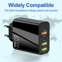 Chargeur USB 65W PD Charge rapide 3.0 3 ports USB 2 ports Type-C Adaptateur mural Téléphone Tablette Portable Prise EU/US/UK Charge rapide électrique