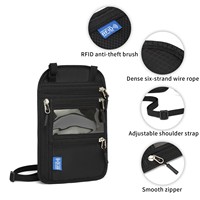 Dompet leher perjalanan paspor RFID, dompet leher perjalanan Anti Maling, dompet perjalanan dengan pemblokir RFID