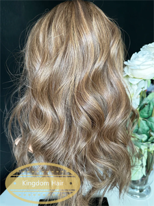 Offre Spéciale cheveux européens chaud châtaigne brun et doré Highlight couleur Luxe haut en dentelle avec doublure en soie HD perruque avant en dentelle pour les femmes - Product Image 3