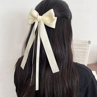 Barrette à cheveux simple en satin avec nœud long pour fille, accessoire de coiffure