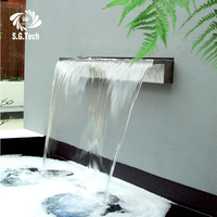 Cascade de piscine en acier inoxydable fontaine ornement de jardin cascade de piscine avec LED