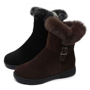<span class=keywords><strong>Bottes</strong></span> d'hiver décontractées pour femmes, nouvelle collection transfrontalière 2024, bout rond, fourrure épaisse, fermeture éclair latérale, mi-mollet, antidérapantes, durables, pour la neige - Product Image 3