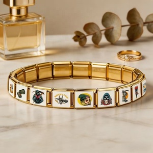 Bracelet à breloques italien style tatouage vintage, motifs audacieux d'art tatoué et de crânes, bijoux punk branchés pour hommes et femmes, vente en gros - Product Image 2