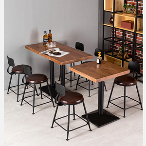 Juego <span class=keywords><strong>de</strong></span> Mesa y Sillas <span class=keywords><strong>de</strong></span> Estilo Industrial para Restaurante, Mesa <span class=keywords><strong>de</strong></span> Madera con Estructura Metálica, Muebles Comerciales para Bar o Bistro, Gran Venta - Product Image 4