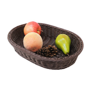 Panier à fruits ovale en rotin, panier de rangement en plastique PP de style nordique pour la présentation de légumes et de fruits dans la cuisine - Product Image 5