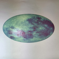 Autocollant 3D Lune Planète Luminescent dans le Noir 8mm d'épaisseur Surface Lunaire Bleu Vert Feuille Photoluminescente Auto-adhésive de Sécurité Nocturne