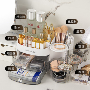 Cosmetic Storage <b>Box</b> With Drawers 3 Tier Desktop Organizer For <b>Makeup</b> Skincare Products Large Capacity Dustproof - Product Image 3