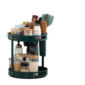 Rotating spice rack, <b>kitchen</b> countertop, single/double layer, multi-functional salt, soy sauce, jar, and seasoning <b>storage</b> box - Product Image 3