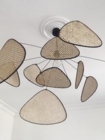 Nouvelle vente : Lustre rustique décoratif en rotin et osier, luminaire suspendu en bambou tressé pour cuisine et salle à manger