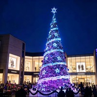 Grand sapin de Noël artificiel en cèdre de 6 m avec branches réalistes, lumières LED multicolores chaudes, personnalisable, pour une utilisation intérieure à la maison