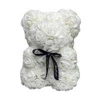 Ours en mousse rose fait main de 19 cm, fleur artificielle, ours en peluche, boîte cadeau pour anniversaire, Saint-Valentin, Thanksgiving, décoration de fête