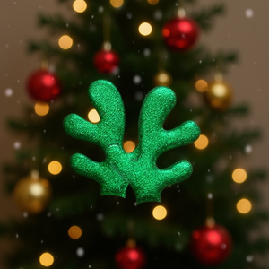 Ornamento Natalizio a Forma di Corna di Cervo Ilan 5.5x8mm Verde 2 Pezzi Decorazione Festiva - Product Image 2