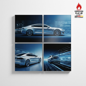 ผลิตในเยอรมนี ชุดติดตั้งผนังเลนติกูลาร์แบบโมดูลาร์ Lentiprint ขนาด 200x200 ซม. 4 แผง (100x100 ซม.) 40 LPI กรอบสีเงินทรงสี่เหลี่ยม - Product Image 1