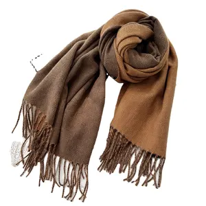 Autumn and Winter New Double sided Solid Color Cashmere Feel Warm Scarf Shawl for Women