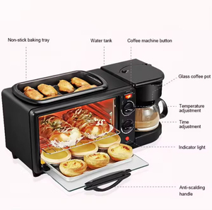 En stock : Appareil multifonctionnel électrique 3-en-1 grande capacité 9L pour petit-déjeuner, machine à café et four à pizza avec couvercles intégrés - Product Image 1