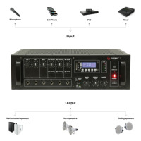 Kimway PA250 Public Address Verstärker 200W USB SD Player 6 Mikrofon-Eingänge Duale Stromversorgung AC230V DC24V