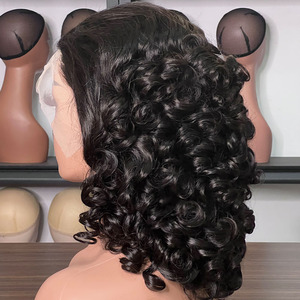 Perruque Lace 13x4 à Raie Centrale en Cheveux Humains, Ondulations Fashion, Boucles Egg Roll et Spring Curly, 16 Pouces, Tendance et Bestseller - Product Image 1