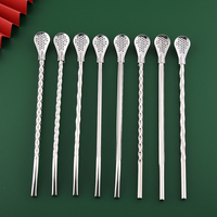 Cuillère à paille en acier inoxydable 18/8, cuillère pour boisson bar filtre à café, cuillère paille à thé 1 pièce