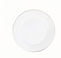 Services de vaisselle en porcelaine à bord doré, réutilisables, compatibles lave-vaisselle, vaisselle de luxe pour la maison et la restauration