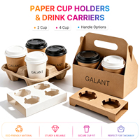 Support de tasse en papier avec insert de plateau et manchon pour boissons à emporter, café, thé, fleurs, snacks, biscuits, pâtisseries - Vente chaude