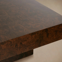 Table basse rectangulaire prestigieuse en bois de Mappa, table centrale de luxe à base surélevée, ensemble de table basse en bois exotique style RH