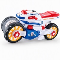 Juguete de Motocicleta de Policía Transformable 2 en 1 con Música, Luces y Batería de Litio Recargable por USB