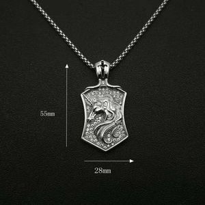 yunnique Unisex Stainless Steel Unicorn Pendant Necklace Shield Shape Pave Setting Cubic Zirconia Fashion Jewelry Gift - Product Image 4