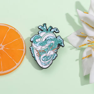 Grosir Ocean Wave Heart Blue Landscape bros pakaian Aksesori logam lencana kerah Pin perhiasan indah hadiah baru - Product Image 2