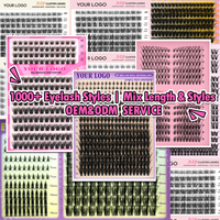 Kit de cils DIY en grappes à double couche, courbure CC, effet œil de renard, 8-14mm, personnalisable, boîte double couche, prix usine, ODM