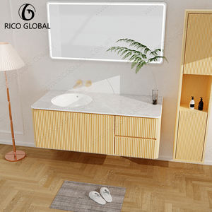 Lavabo de Baño de Porcelana de Superficie Sólida de Una Pieza, Elegante y de Lujo - Product Image 1