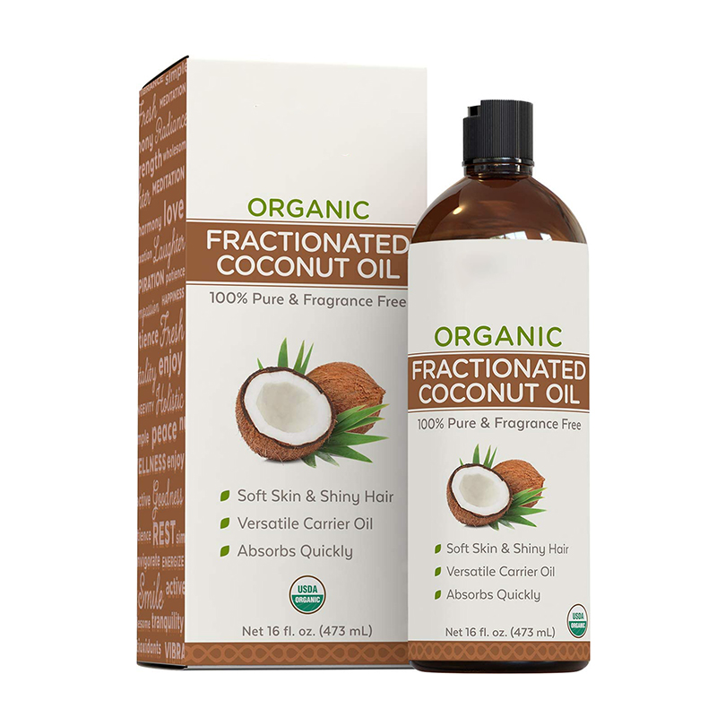 Оптовая продажа, Собственная Марка, органическое Фракционное кокосовое масло для волос, кокосовое масло для кожи, жидкость для роста волос, 16 унций, 473 мл