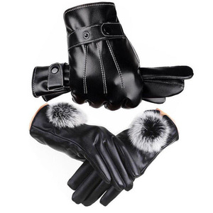 Gants en cuir unisexes à écran tactile transfrontalier, gants d'hiver chauds, imperméables, coupe-vent, rembourrés en velours, gants d'extérieur - Product Image 5