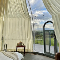 Maison complète, tente de glamping préfabriquée transparente en polycarbonate de luxe portable, dôme à bulles géodésique en verre igloo